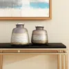 Hivvago Set Of Two Dark Blue And Gray Round Glass Table Vase In Brown