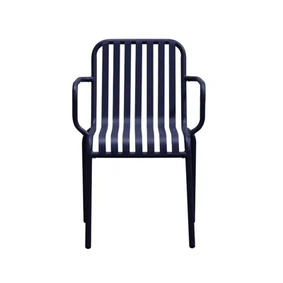 Hivvago Set Of Two Dark Blue Steel Open Back Dining Arm Chairs