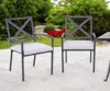 Hivvago Set Of Two Dark Gray Aluminum Outdoor Stacking Dining Chairs With Light Gray Cushion