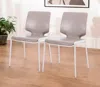 Hivvago Set Of Two Dark Gray And Silver Upholstered Faux Leather Dining Side Chairs In Brown