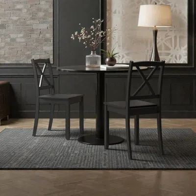 Hivvago Set Of Two Dining Chairs Crafted With Rubberwood Legs And Arched Back Design In Gray