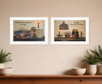 Hivvago Set Of Two Family Forever White Framed Print Wall Art