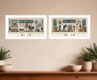 Hivvago Set Of Two Farm Fresh White Framed Print Wall Art