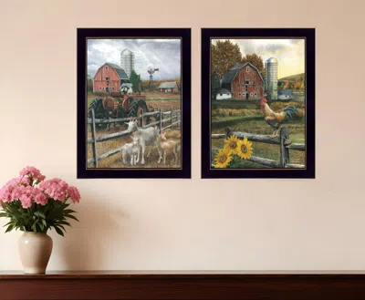 Hivvago Set Of Two Farm Life Black Framed Print Wall Art