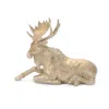 Hivvago Set Of Two Gold And Beige Polyresin Moose Christmas Figurine In Gold