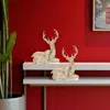 Hivvago Set Of Two Gold And White Polyresin Deer Christmas Figurine In Gold