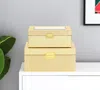 Hivvago Set Of Two Gold Faux Leather And Mirrored Glass Jewelry Boxes In Gold