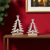 Hivvago Set Of Two Gray And Beige Aluminum Trees Christmas Christmas Tree Tabletop Sculpture In Gray