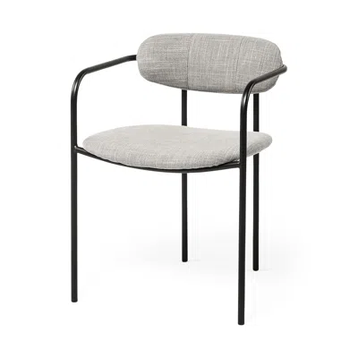 Hivvago Set Of Two Gray And Black Upholstered Fabric Dining Arm Chairs