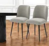 Hivvago Set Of Two Gray And Black Upholstered Fabric Dining Side Chairs In Gray
