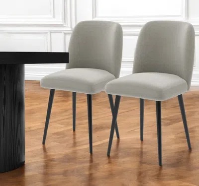 Hivvago Set Of Two Gray And Black Upholstered Fabric Dining Side Chairs