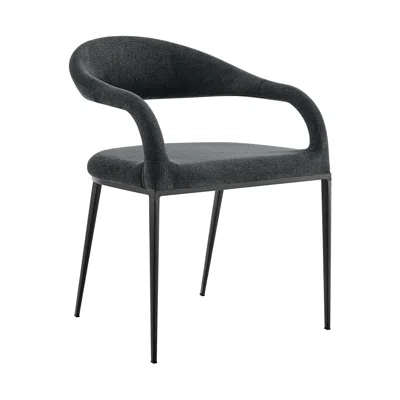 Hivvago Set Of Two Gray And Black Upholstered Polyester Open Back Dining Arm Chairs