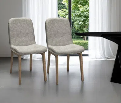 Hivvago Set Of Two Gray And Brown Upholstered Fabric Side Chairs
