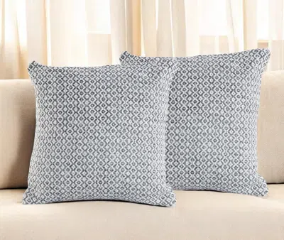 Hivvago Set Of Two Gray And White Geometric Cotton Throw Pillow In Blue