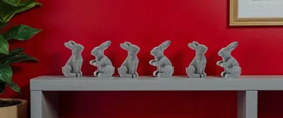 Hivvago Set Of Two Gray Polyresin Rabbit Figurine