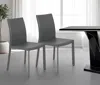 Hivvago Set Of Two Gray Upholstered Leather Dining Side Chairs In Gray
