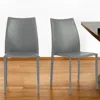 Hivvago Set Of Two Gray Upholstered Leather Dining Side Chairs In Gray