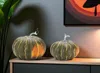 Hivvago Set Of Two Green And Orange Plastic Pumpkin Thanksgiving Pumpkin Tabletop Sculpture In Green