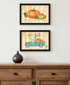 Hivvago Set Of Two Happy Fall October Pumpkins Black Framed Wall Art In Multi