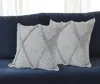 Hivvago Set Of Two Light Gray Diamond Cotton Throw Pillow With Fringe In Gray