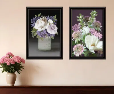 Hivvago Set Of Two Lilac And Wild Plum Bouquet Black Framed Print Wall Art