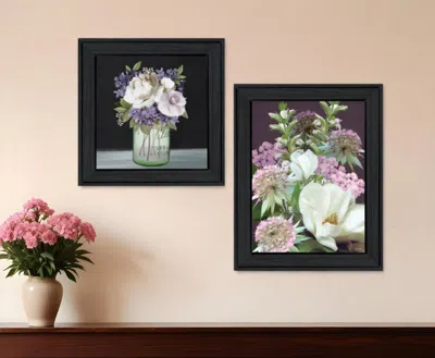Hivvago Set Of Two Lilac And Wild Plum Bouquet Black Framed Print Wall Art