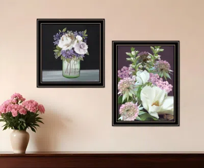 HIVVAGO SET OF TWO LILAC AND WILD PLUM BOUQUET BLACK FRAMED PRINT WALL ART