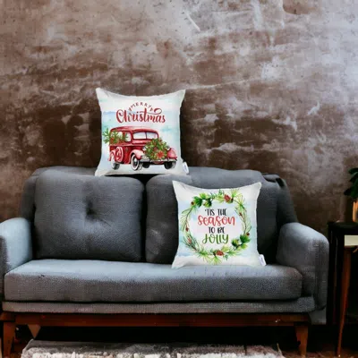 Hivvago Set Of Two Merry Christmas Tis The Season Thow Pillows In Multi