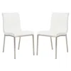 Hivvago Set Of Two Minimalist White Faux Faux Leather Chairs In White
