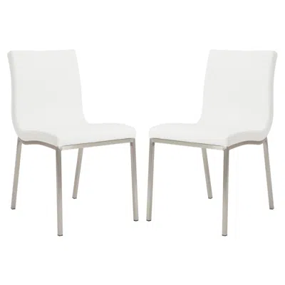 Hivvago Set Of Two Minimalist White Faux Faux Leather Chairs