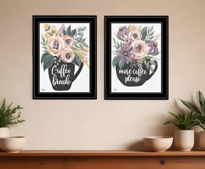 Hivvago Set Of Two More Coffee Please Or Coffee Break Black Framed Print Kitchen Wall Art In Multi
