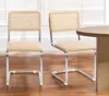 Hivvago Set Of Two Natural And Silver Steel Open Back Dining Side Chairs In Neutral