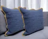 Hivvago Set Of Two Navy Blue Cotton Throw Pillow In Blue