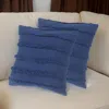 Hivvago Set Of Two Navy Blue Ribbed Cotton Throw Pillow With Fringe In Blue