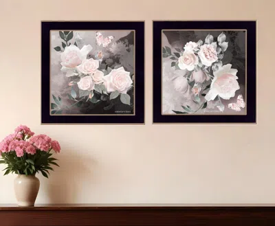 Hivvago Set Of Two Noir Roses Black Framed Print Wall Art