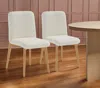 Hivvago Set Of Two Off White And Natural Boucle Upholstered Dining Side Chairs In White