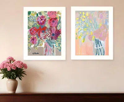 Hivvago Set Of Two Pastel Bouquets Maybe Shes A Wildflower White Framed Print Wall Art