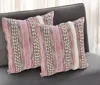 Hivvago Set Of Two Pink Striped Cotton Throw Pillow With Fringe In Pink