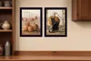 Hivvago Set Of Two Pumpkins With A Black Cat Black Framed Print Wall Art In Black