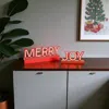 Hivvago Set Of Two Red And White Christmas Tabletop Sign With Led In Red