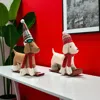 Hivvago Set Of Two Red White And Green Fabric Dog Figurine In Multi