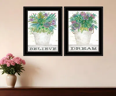 Hivvago Set Of Two Succulents Dream And Believe Black Framed Print Wall Art In Multi
