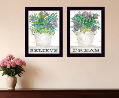 HIVVAGO SET OF TWO SUCCULENTS DREAM AND BELIEVE BLACK FRAMED PRINT WALL ART