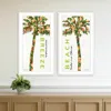 Hivvago Set Of Two Summer Breeze Funky Palm Trees White Framed Wall Art In White