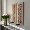 Hivvago Set Of Two Tan Lattice Wall Sconce Candle Holders In Brown