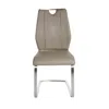Hivvago Set Of Two Taupe And Silver Upholstered Leather Dining Side Chairs In Neutral