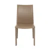 Hivvago Set Of Two Taupe Upholstered Leather Dining Side Chairs In Brown