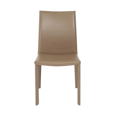 Hivvago Set Of Two Taupe Upholstered Leather Dining Side Chairs In Brown