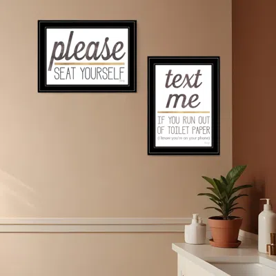 HIVVAGO SET OF TWO TEXT ME IF YOU RUN OUT OF TOILET PAPER WHILE SEATED BLACK FRAMED PRINT WALL ART