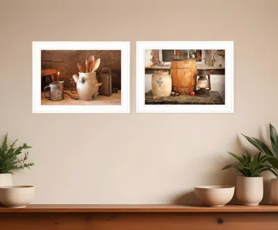 Hivvago Set Of Two The Nail Keg White Framed Print Wall Art In Brown